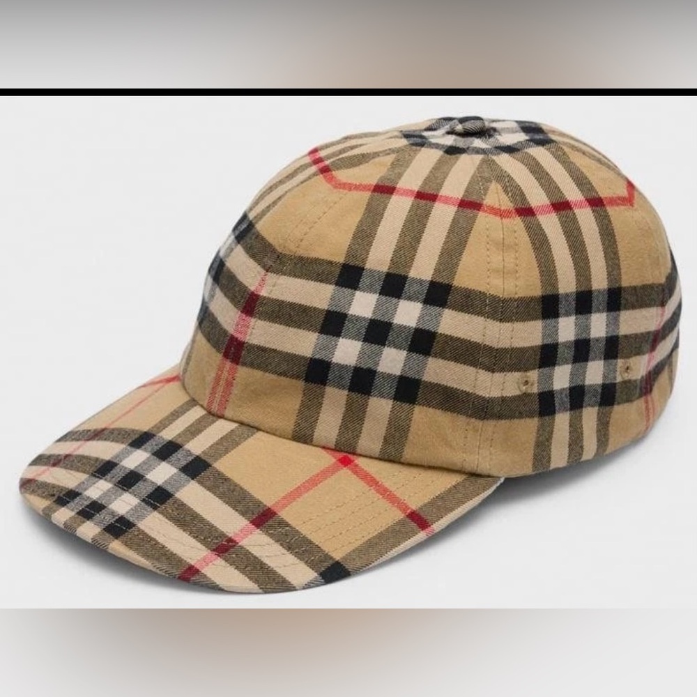 BURBERRY ARCHIVE CHECK FLANNEL COTTON BASEBALL CAP HAT XL UNISEX NEW WITH TAGS